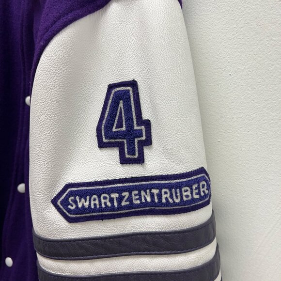 Vintage Purple and White Huskies “HPSS” #4 Varsity Jacket - Picture 7 of 8